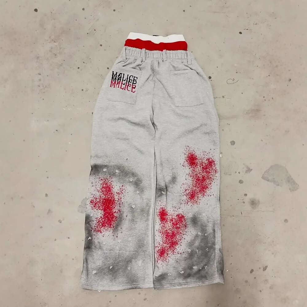 2025 New Popular Fake Two piece Wide Leg Pants Printed Series Youth Couple Round Neck T-shirt
