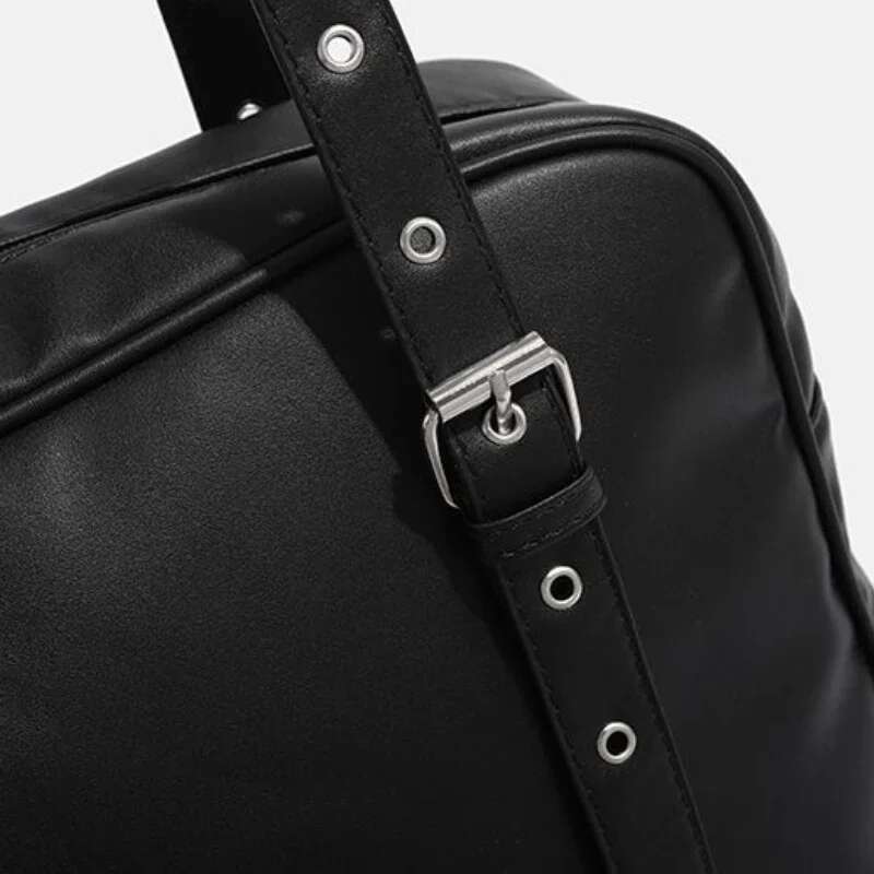 Xiuya Gothic Handbags For Women Black Sweet Lolita Itabag Japanese JK Fashion Pu Leather Large Capacity Y2k Shoulder Bag Ladies