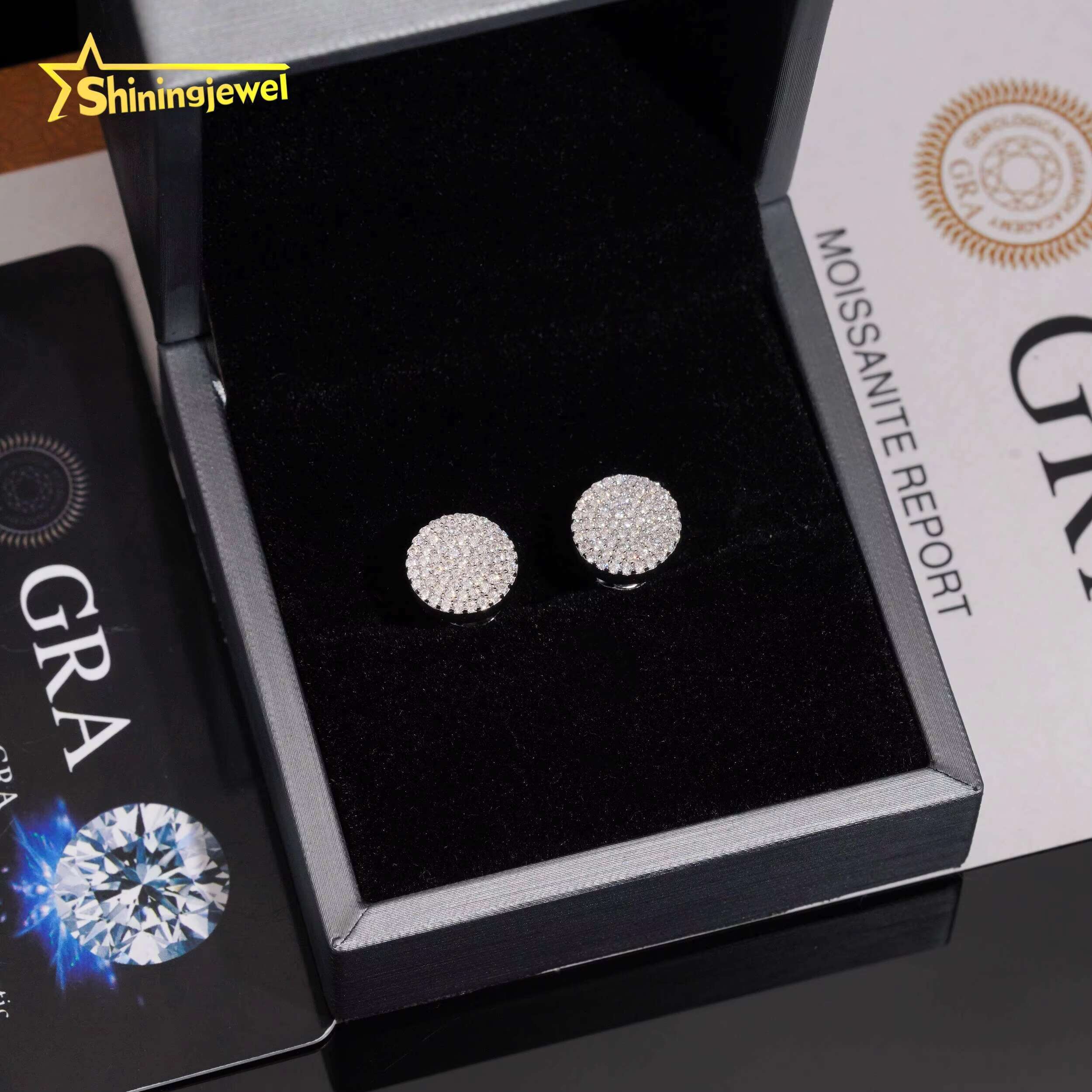 High Grade Fine Jewelry 925 Sterling Silver Iced Out Hip Hop Jewelry VVS Fashion Diamond Moissanite Stud Earrings