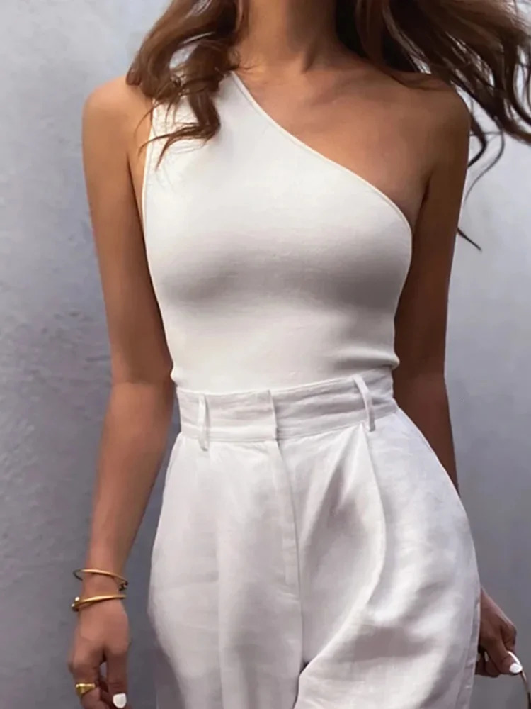 Women Sports Tank Tops Sexy Crop Vest Casual Female One Shoulder Summer Outfits Fitness Elastic 250513