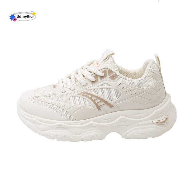 New white summer breathable mesh women's lightweight sports and leisure for middle school students soft sole running shoes ddmythur