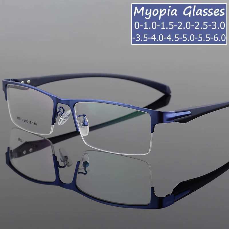 Vintage Near Sight Glasses Unisex Men Half-frame Anti Blue Light Business Eyeglasses Finished Optical Myopia Eyewear Diopter W250513