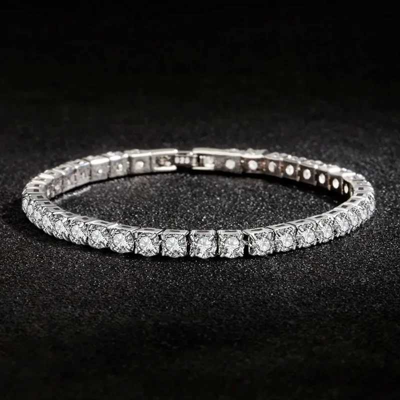 Luxury Hiphop Iced Out 4mm Cubic Zirconia Crystal Tennis Bracelets For Women Men Gold Color Silver Color Bracelet Chain Jewelry XJ250707