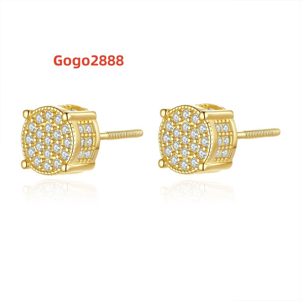 Hip-hop Style 925 Sterling Silver round Moissanite D-Color Earrings for Men and Women Fashionable Popular Jewelry