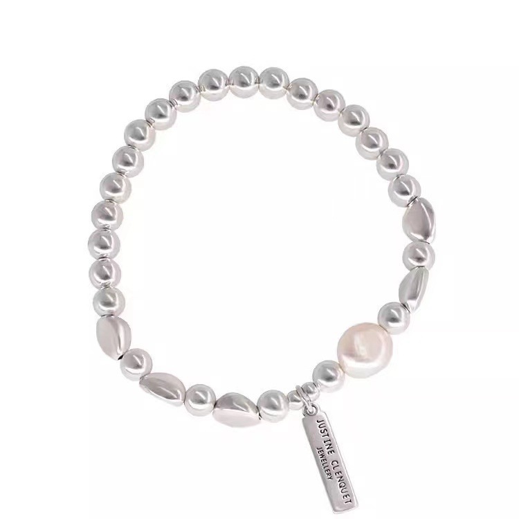 Baroque Pearl Bracelet for Women, Minimalist and Elegant Silver Bead Hand Chain, Luxury and Trendy Jewelry, Wholesale Fashion Accessory