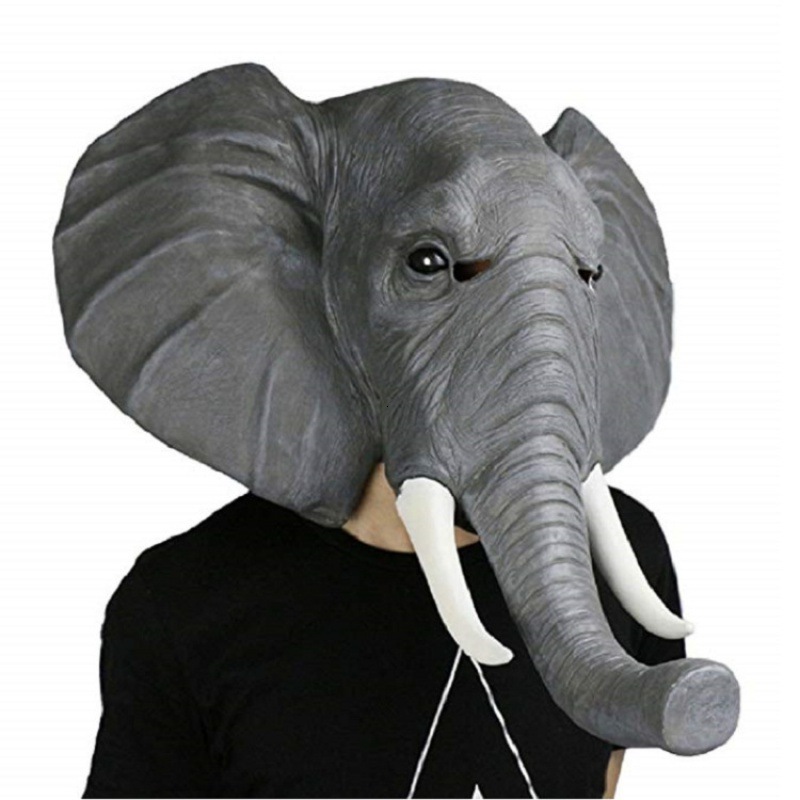 Party Masks White Mouse Animal Head Latex Mask Rat Masks Halloween Cosplay Costume Dress 230327