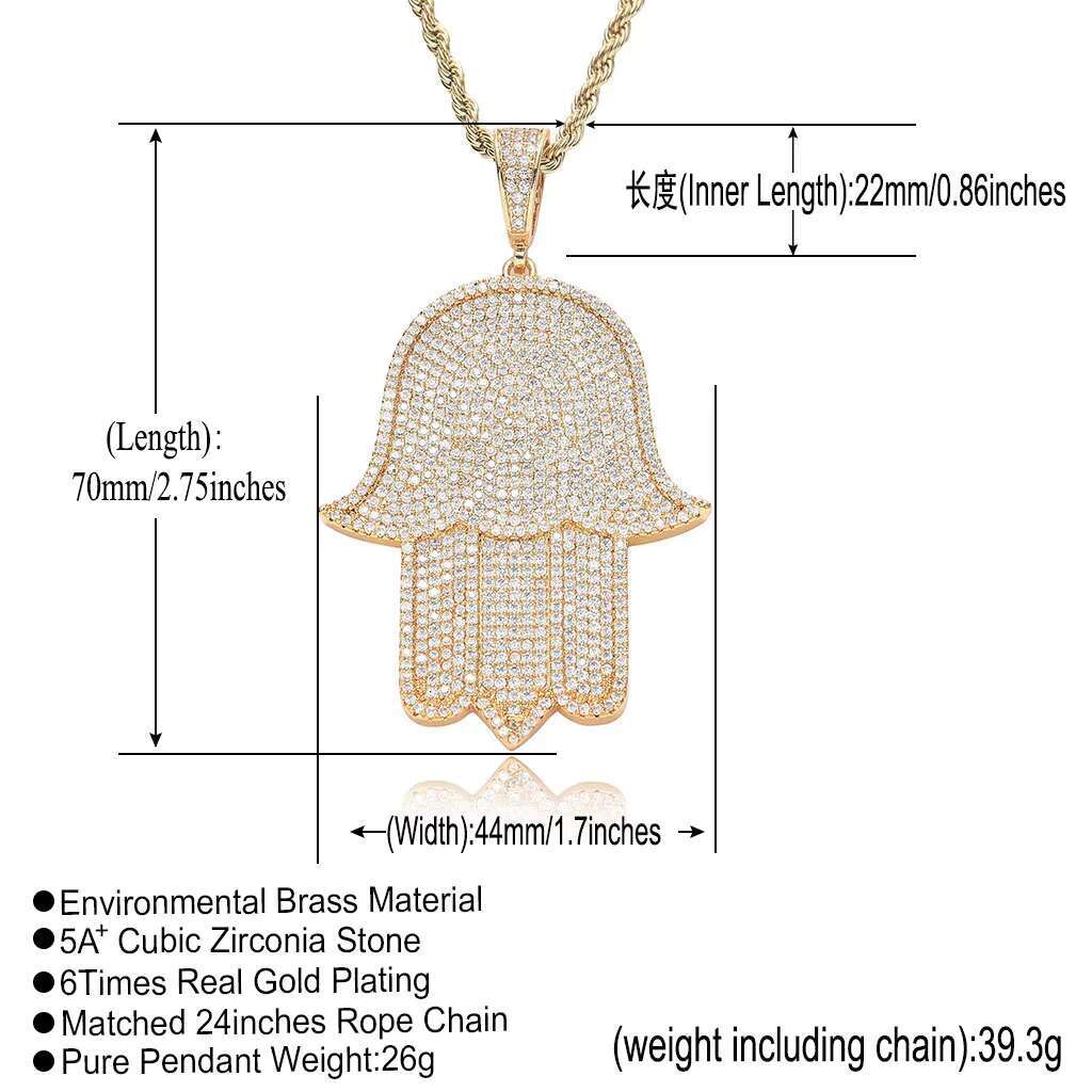 Fashionable pendant hip-hop hand necklace, full of zircon personalized men's and women's accessories
