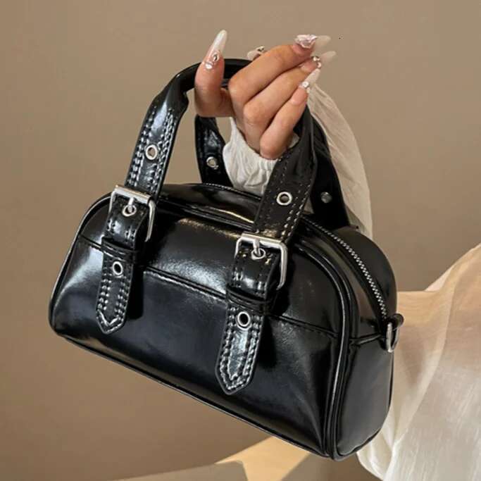 Glossy Leather Women's Handbag PU Boston Fashion Designer Shoulder Bags Ladies Mini Bag Casual Tote Purse Crossbody Messengerbag