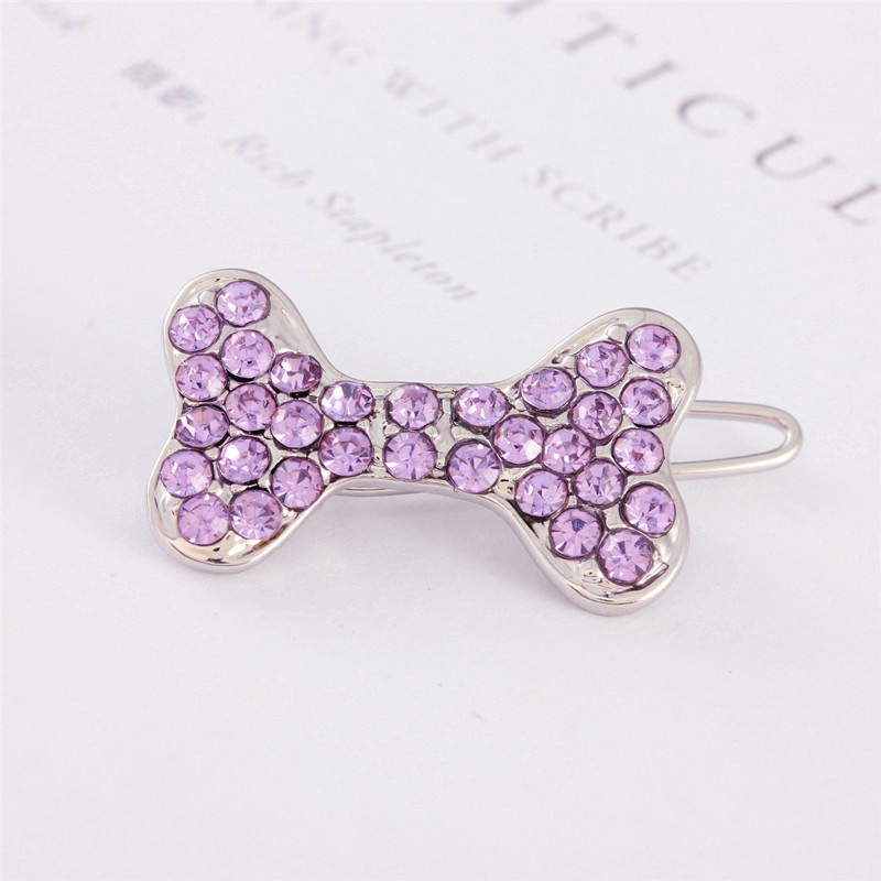5 Pcs Girl Dog Hair Clips Cute Dog Bone Hairpin Pink Hair Barrettes Rhinestones Dog Hair Pins for Puppy Kitten Pet Party Birthday Hair Grooming Access