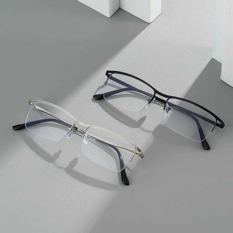 Half Frame Myopia Glasses Men Classic Rectangle Anti Blue Light Computer Eyeglasses Male Business Anti Fatigue Eyewear 0 To -600 W250513