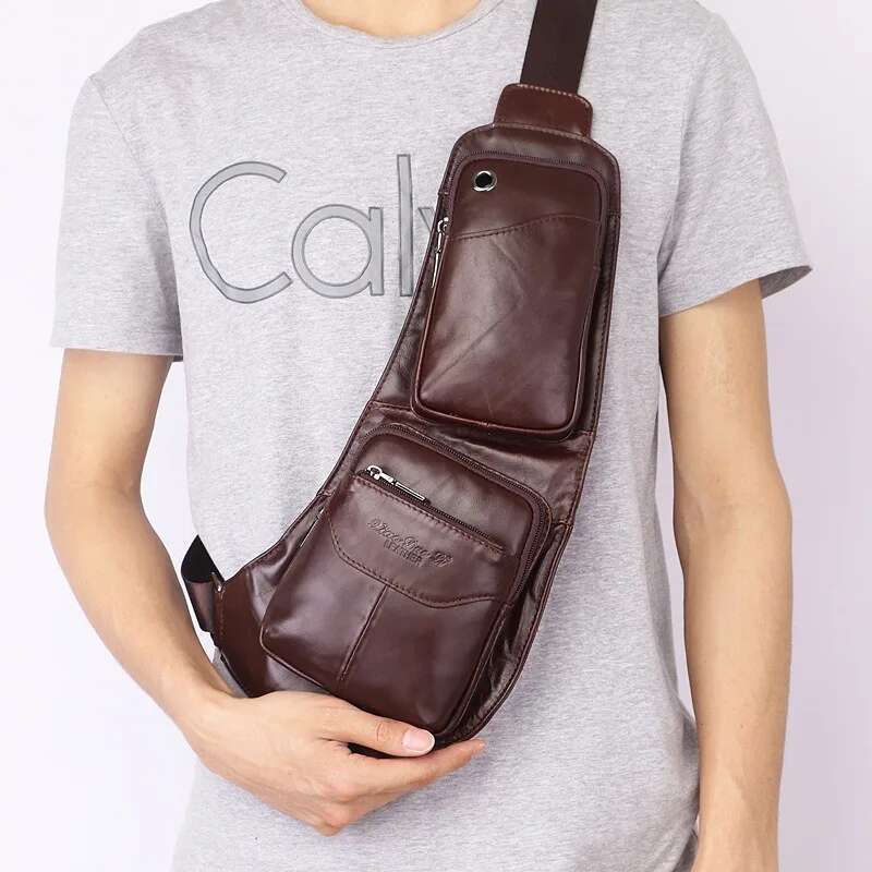 Designer Bag 2025 Men Sling Backpack Shoulder Cross Body Bags Genuine Leather Retro Travel Climb Natural Skin Male Messenger Chest Side Bag Luxury Bag