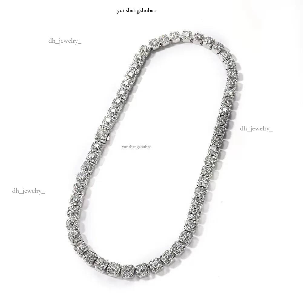 Hip Hop White Gold Micro 10MM Clustered Tennis Chain Necklace for Men Ice Chains Jewelry