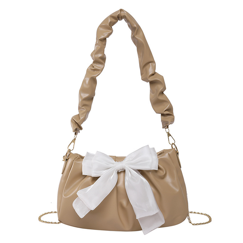 Fashion pleated hand-held small square women's 2025 summer new butterfly knot shoulder trendy chain crossbody bag