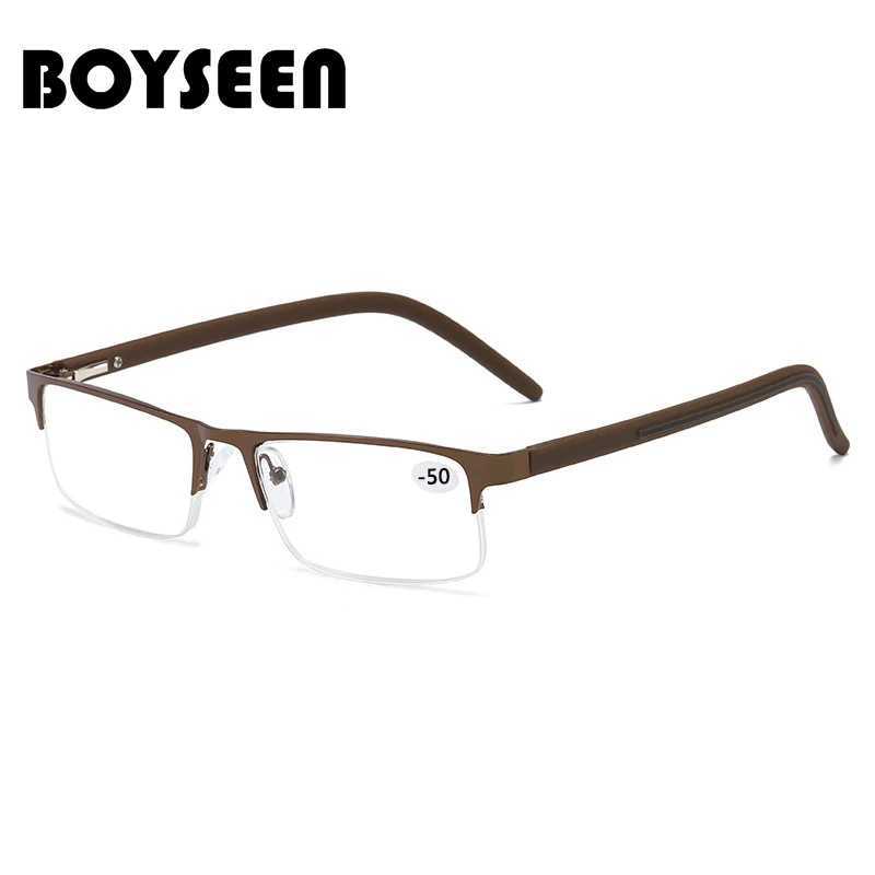 BOYSEEN Titanium alloy Nearsighted Glasses Non spherical 12 Layer Coated Minus lenses Business Myopia Eyeglasses -0.5 -1.0 -1.25 W250513