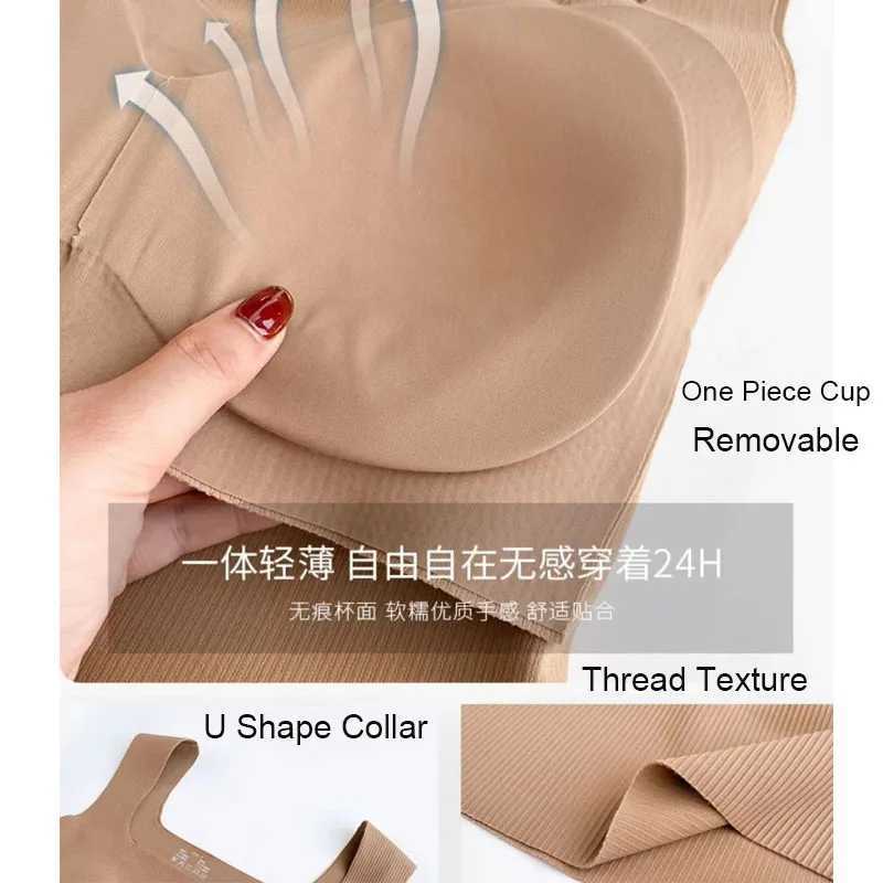 For 40-75kg Ice Silk Plus Size Tank Tops WITH Chest Pad Square Collar Thread One-Piece Cup Seamless Camisole Top For Women M250513