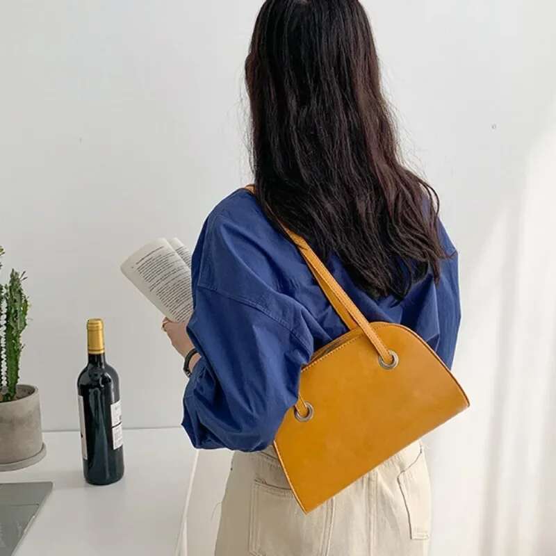 Korean Fashion PU Underarm Bags Women 2025 All Match Simple Solid Shoulder Bag Office Lady Classic Style Handbag Bolsa Mujer