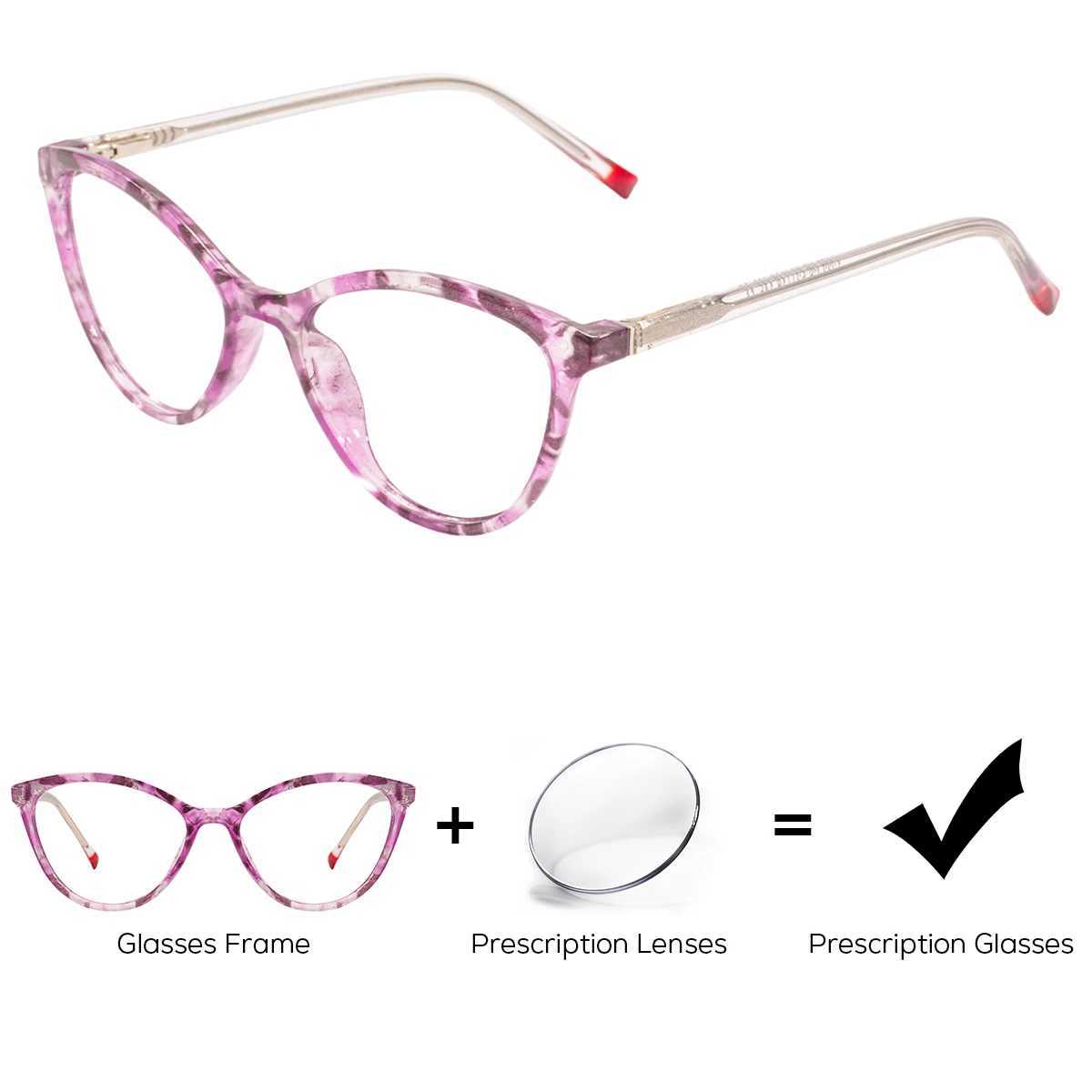 Fashion Cateye Women Spectacle Eyeglasses Ladies Transparent Cat Eye Myopia Glasses Presbyopia Anti-blue Light Progressive Lens W250513