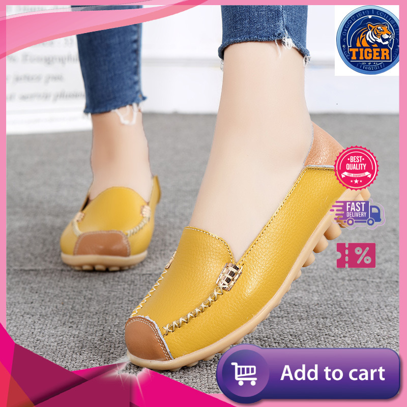Ddmytiger Bean Women S New Spring Summer Leather Surface Waterproof And Anti Slip Cow Tendon Soft Sole Casual Versatile Mom Shoes Outdoor Shoes