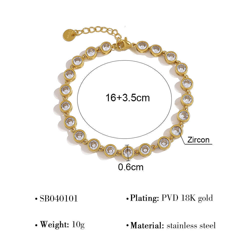 jewelry style tennis chain 25 year new titanium steel goldplated heartshaped zircon womens bracelet