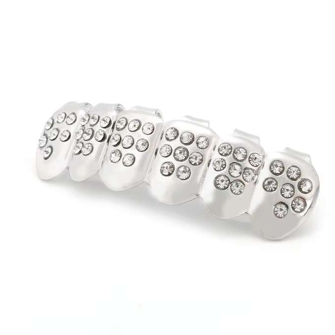 Real Diamond Hip Hop Teeth Grillz Top Bottom Moissanite Grills Dental Mouth Punk Teeth Rapper Jewelry