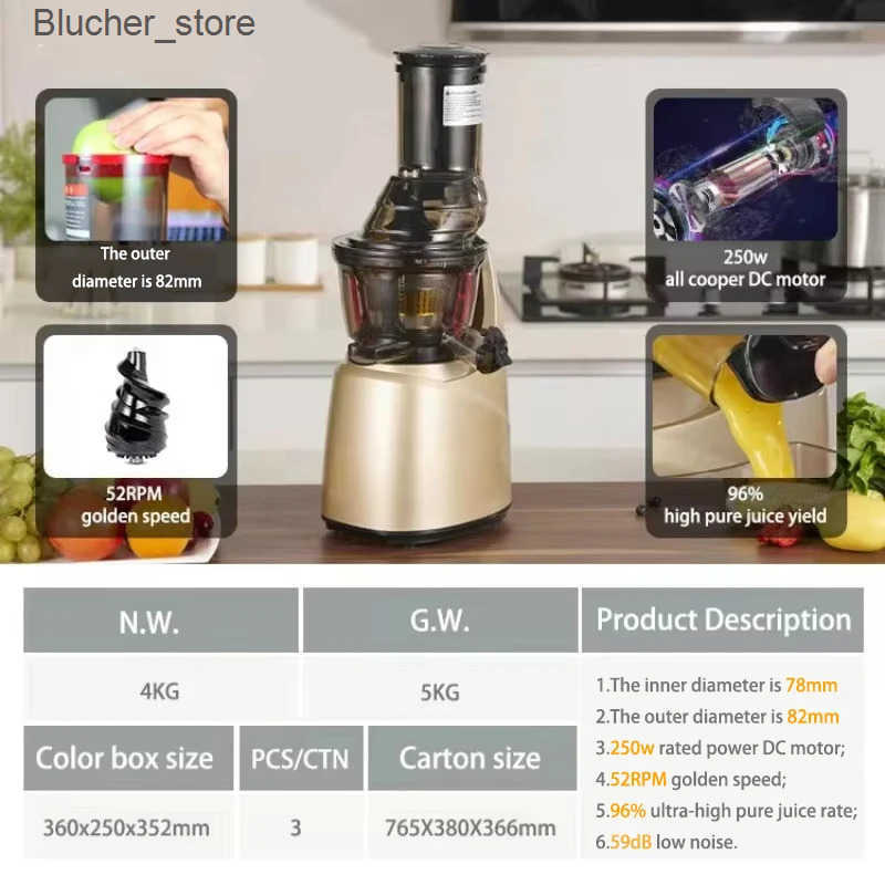 Slow Juicer Screw Cold Press Extractor Filter Free Easy Wash Electric Juice Residue Separation Fruit Machine For Household 110V z250513