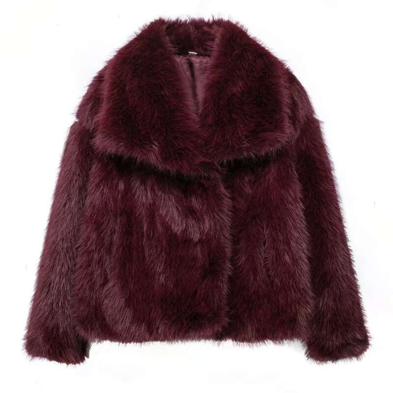 TRAF 2024 Faux Fur Women Fluffy Women's Jacket Long Sleeve Warm Winter Coat Outerwears Coats for Woman