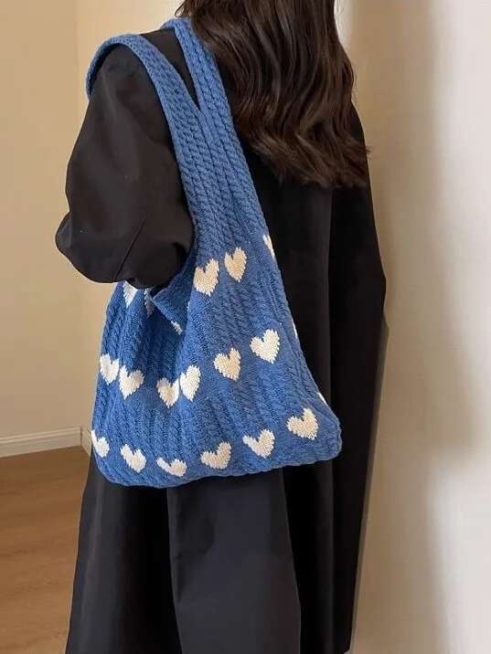 Designer Bag 2025 New Knitted Heart-Shaped Tote Fresh, Simple And Fashionable Woven Bag, Personalized Single-Shoulder Bag Luxury Bag