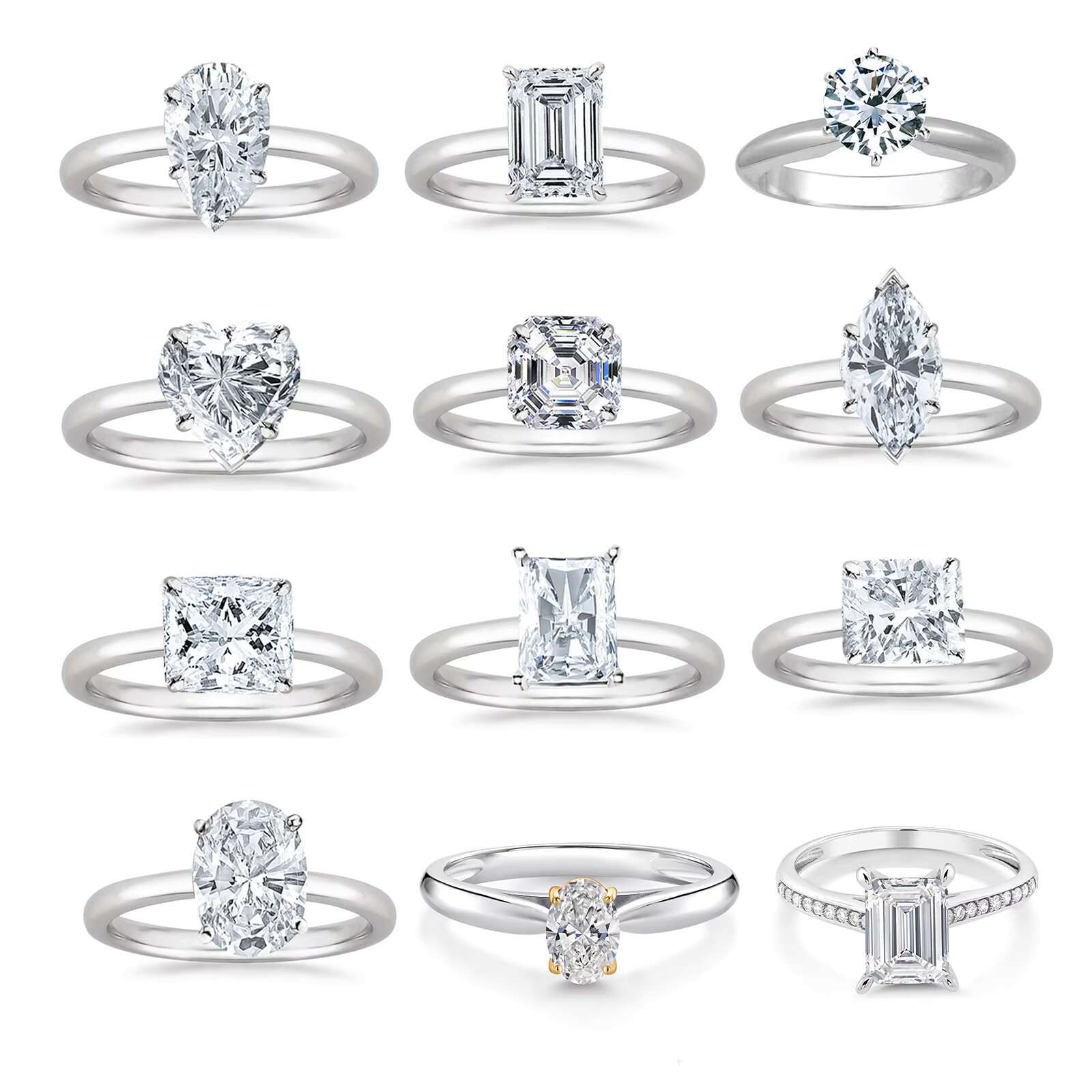 Europe America Hot Sale Wedding Ring Jewelry New Engagement Lab Grown Diamond Womens Ring 18K White Gold Rings