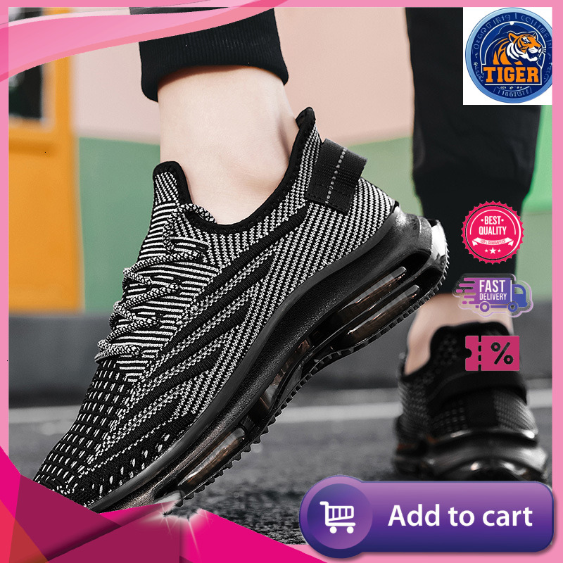 Ddmytiger Putian Coconut Men S Spring Breathable Flyknit Mesh Sports And Leisure Running Ultra Light Air Cushion Shock Absorbent Black Trendy Shoes Ou