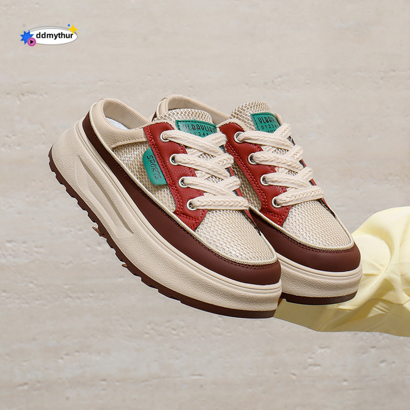 Flat bottomed board 2025 new style Baotou semi trailer summer outdoor wear breathable one foot lazy casual women's shoes W520 #ddmythur