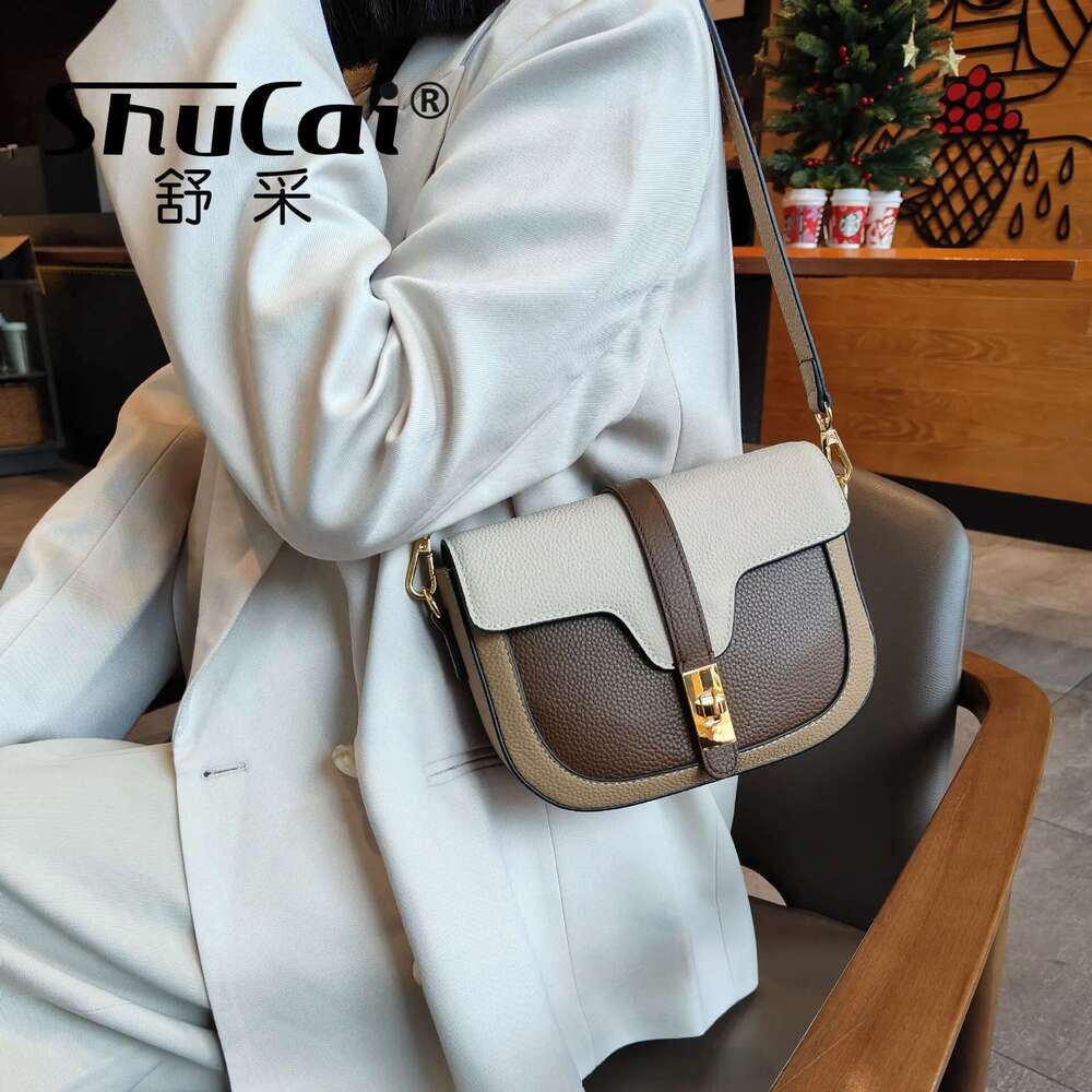 new collision color underarm saddle genuine leather women's head layer cowhide single shoulder crossbody bag
