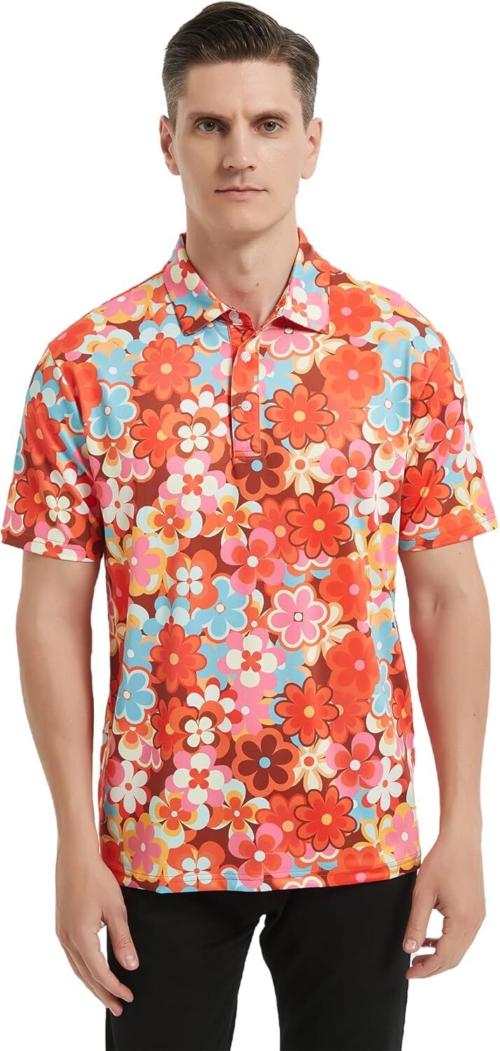 Mens Polo shirt Men's Golf Polo Shirts Short Sleeve Performance Moisture Wicking Dry Fit Funny Golf Polo Shirts for Men tshirt Casual tops summer