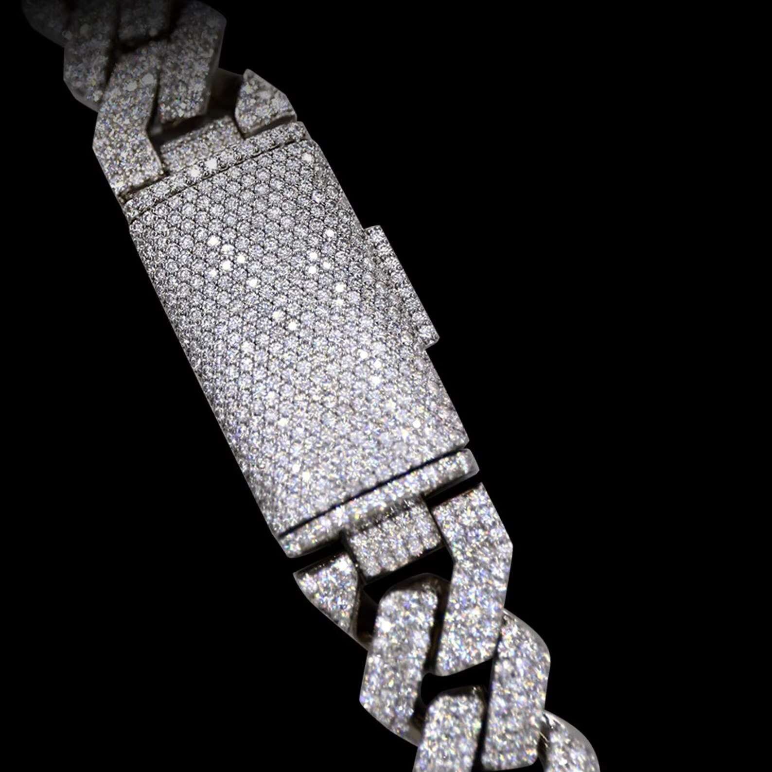 15mm Wholesale Vvs Moissanite Dia Sterling Sier Solid Cuban Link Chain Fully Iced Out Hip Hop Jewelry popular design
