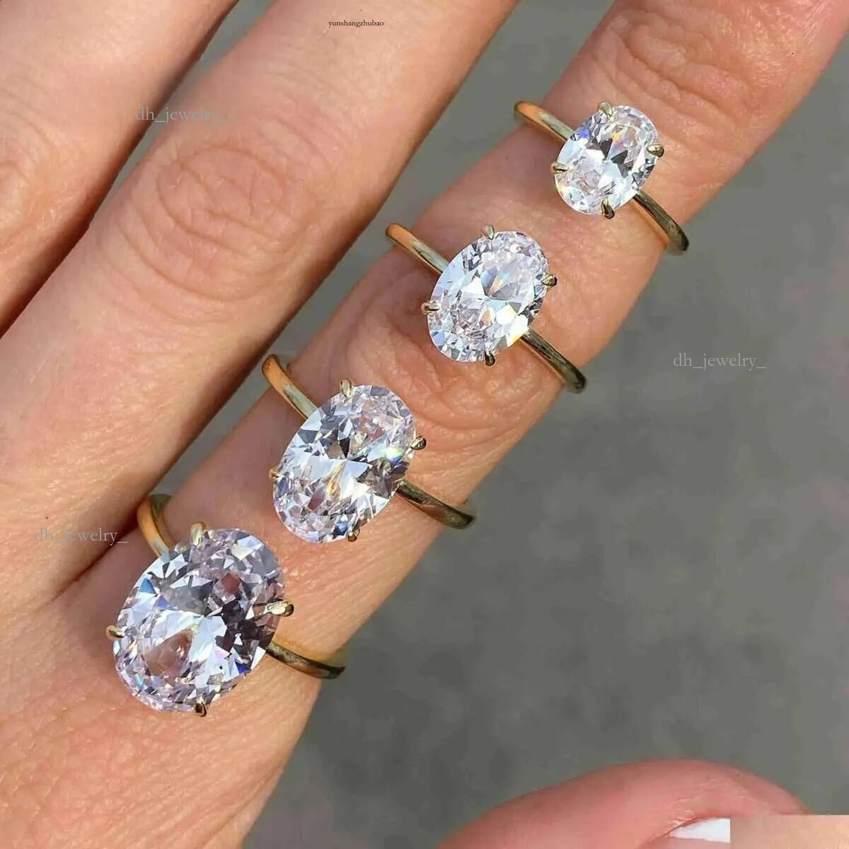 Band Rings Sterg Sier Promise Solitaire 3Ct Oval Moissanite Engagement Ring Women Dia Drop Delivery Jewelry Otmu9