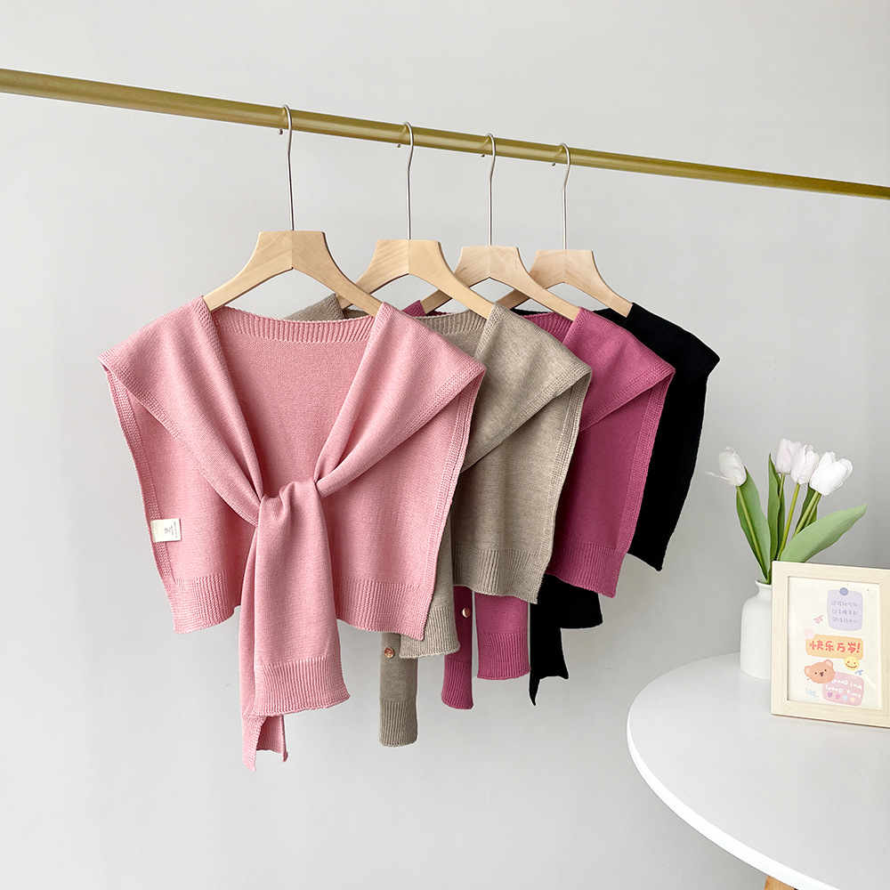 K706 Fashion knitted shawl Korean style ladies spring and autumn new style outer wear solid color shawl versatile wool knitted shawl wholesale