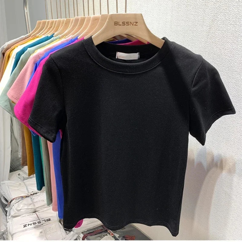 Women T Shirt Loose and Breathable O Neck Solid Color TShirt Woman Clothes Tops Tshirt Female Short Sleeve Summer Tee Y2k Top 250513