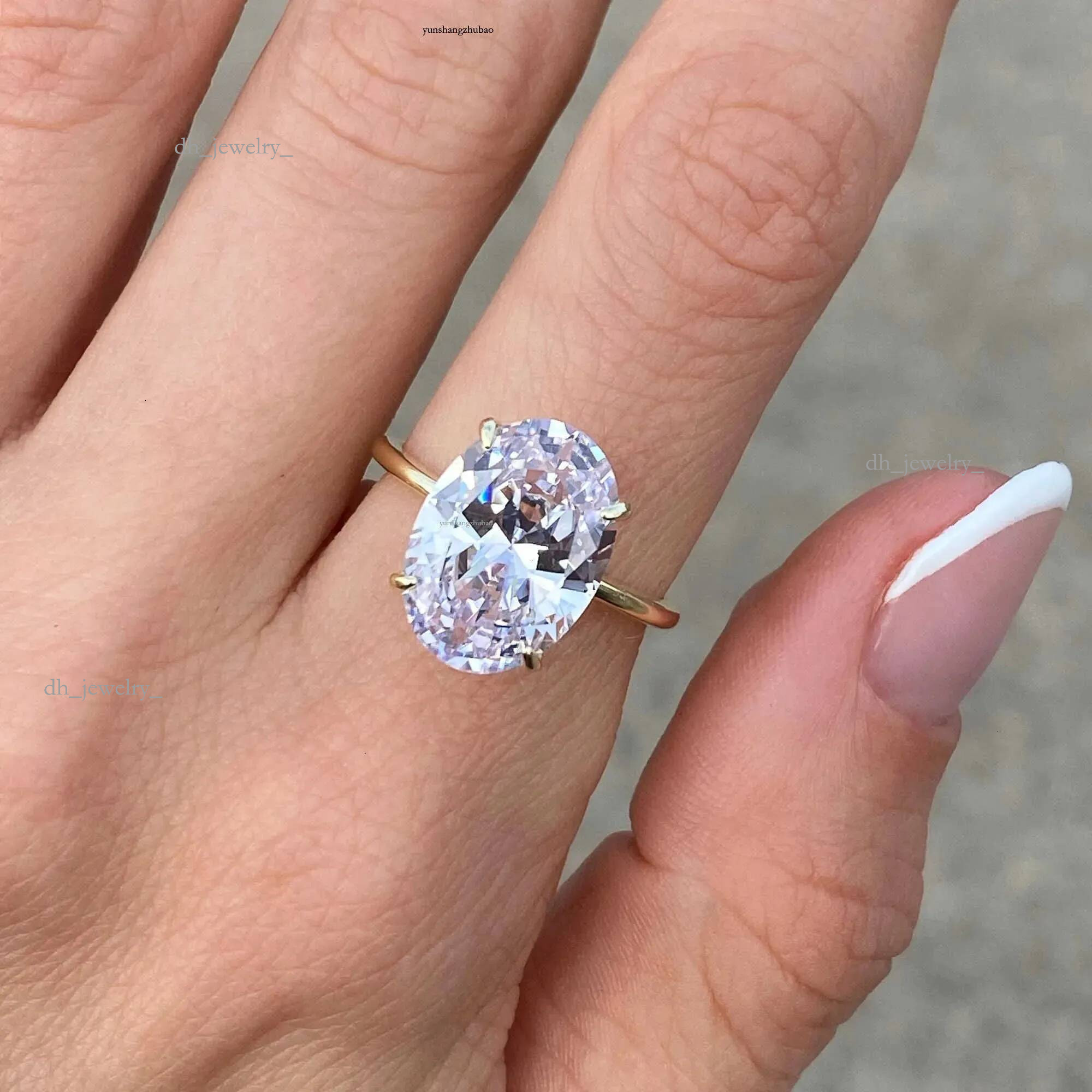 Band Rings Sterg Sier Promise Solitaire 3Ct Oval Moissanite Engagement Ring Women Dia Drop Delivery Jewelry Otmu9