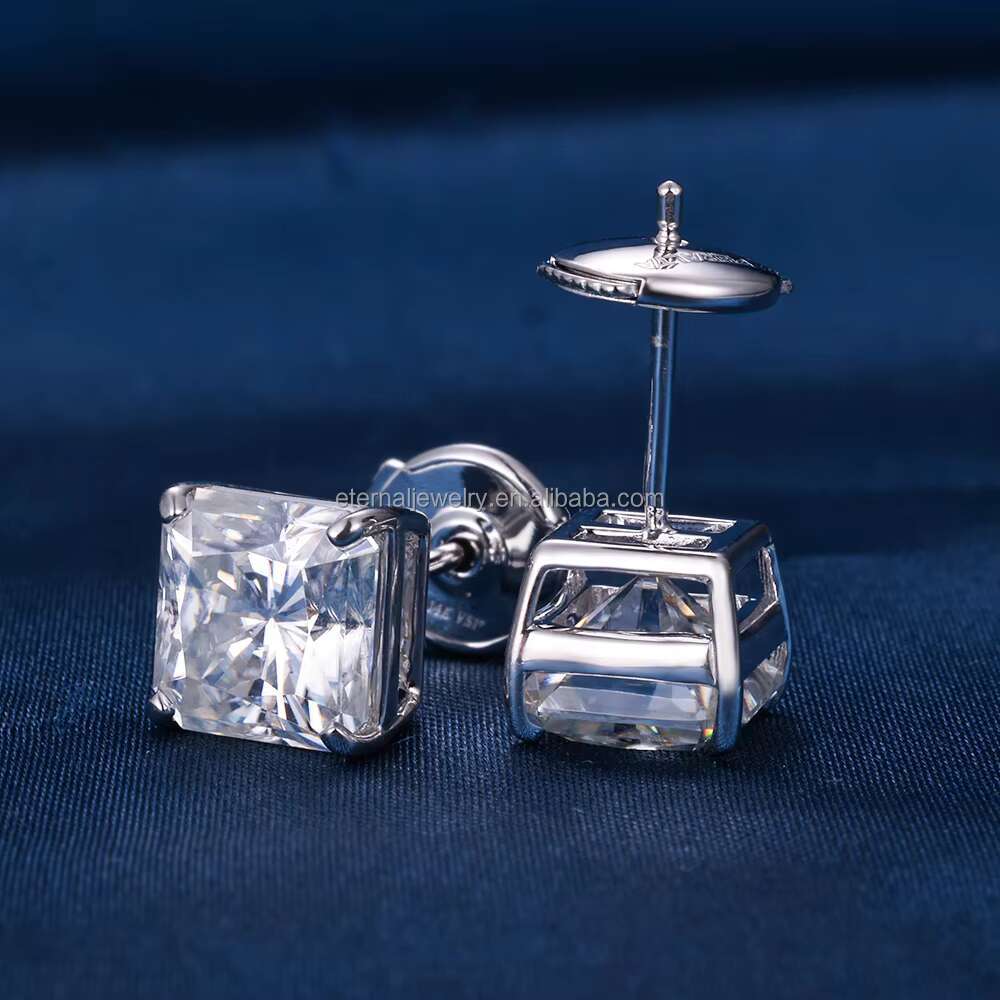 Factory Price 925 Sterling Silver Zircon VVS D Moissanite Diamond 9k 10k 14k 18k Gold Plated Stud Earrings Men Women