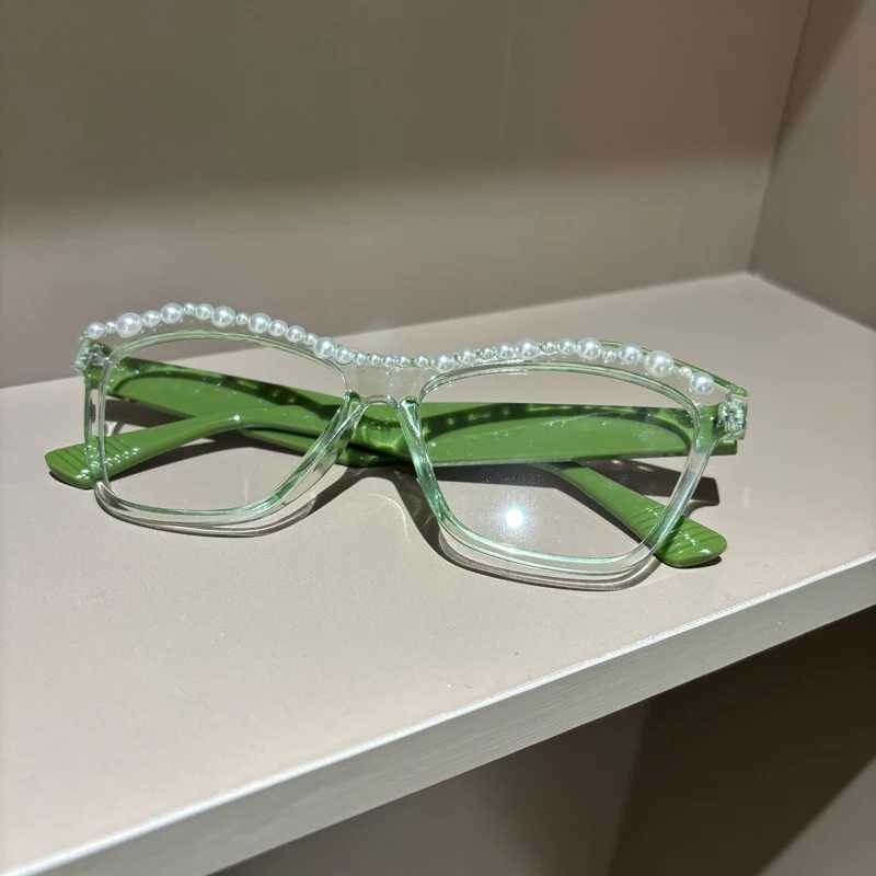 2025 New High Quality Pearl Presbyopia Glasses For Women Anti Blue Light Fashion Ultra Light Green Whitening Prescription Glasses W250513