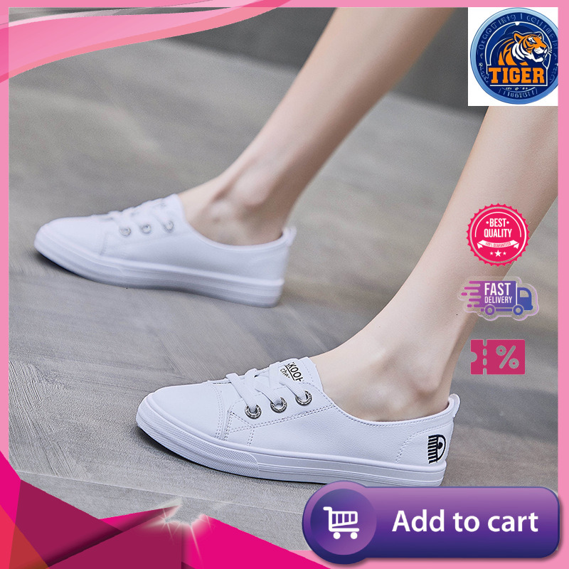 Ddmytiger Summer New Versatile Little White Women S Shallow Mouth One Foot Stepping Lazy Breathable Flat Thin Single Shoes Outdoor Shoes