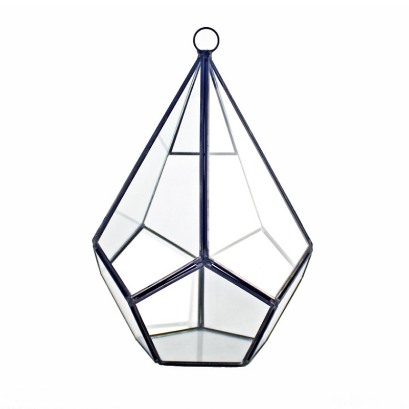 16*23Cm Miniature Glass Terrarium Geometric Diamond Desktop Garden Planter Indoor Greenhouse Succulent Plants Home Decor Ya1055