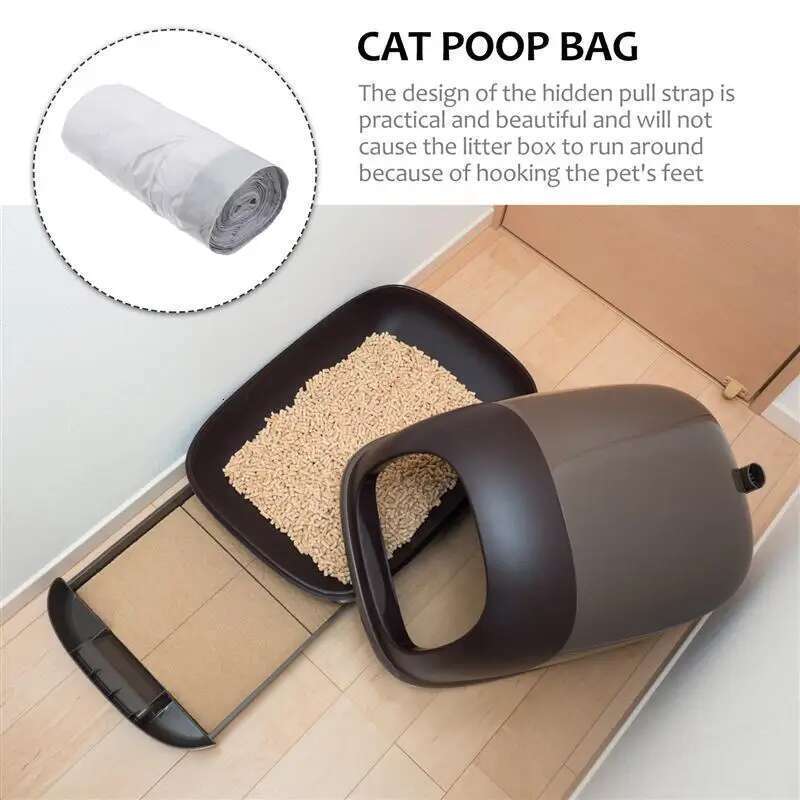 20Pcs Litter Thick Plastic Poop Bag Large Capacity Cat Toilet Pouch Drawstring Hygiene Pet Products