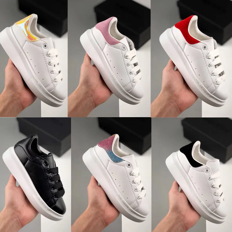 Stamp Design Platform Kids running suede heel Pelle Black calfskin Leather Sneakers outdoor Sports shoes toddler boy girl Trainers