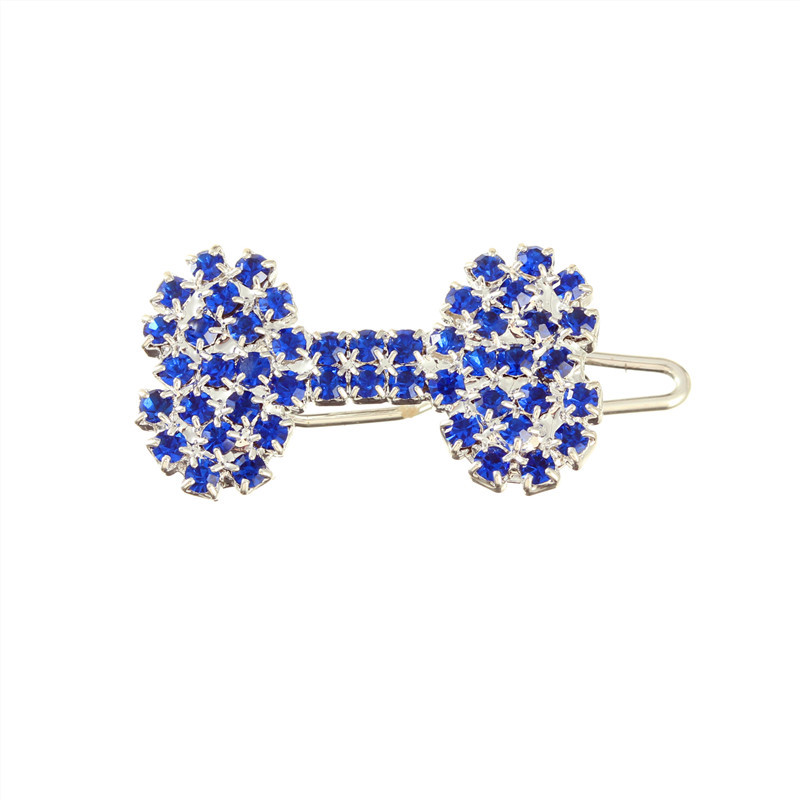 4 PCS Luxury Crystal Rhinestone Dog Bone Hair Clips, Pet Grooming Hair Products, Photography Hair Accessories Props, Christmas Party Hair Accessories 