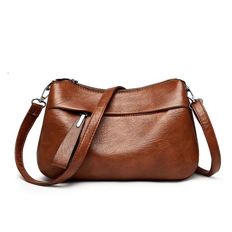 New Shoulder Purse Fashion Atmosphere Crossbody Messenger Women's Large-Capacity Mother Handbag Soft Leather Bag