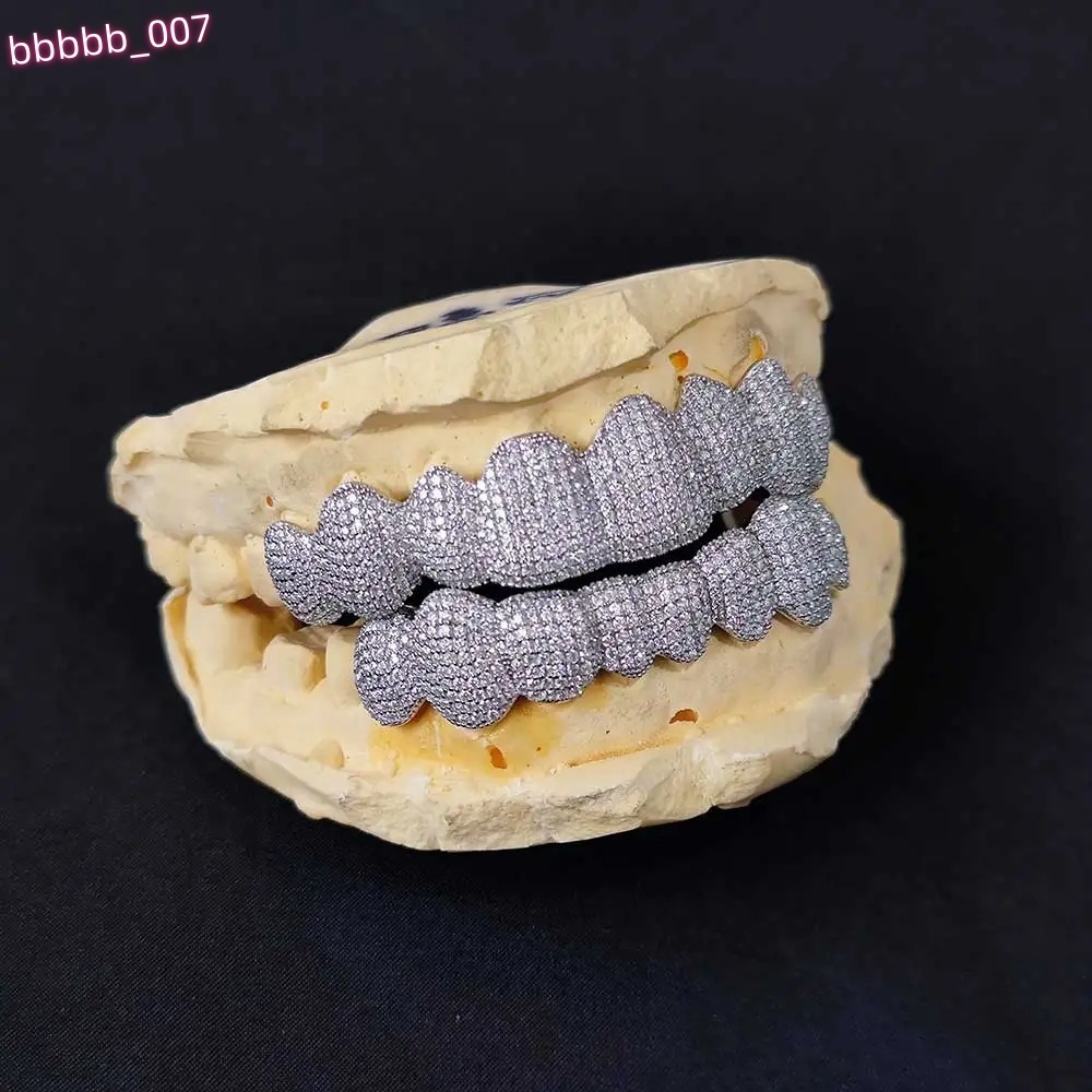VVS Moissanite Diamond Custom Grillz Jewelry Hip Hop Iced Moissanite Grill Teeth Grill Sterling Silver Diamond Grills for Men