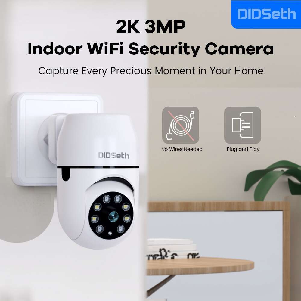 3MP free installation commercial and household plug-in monitoring camera indoor 360 degree wifi full-color wireless monitor