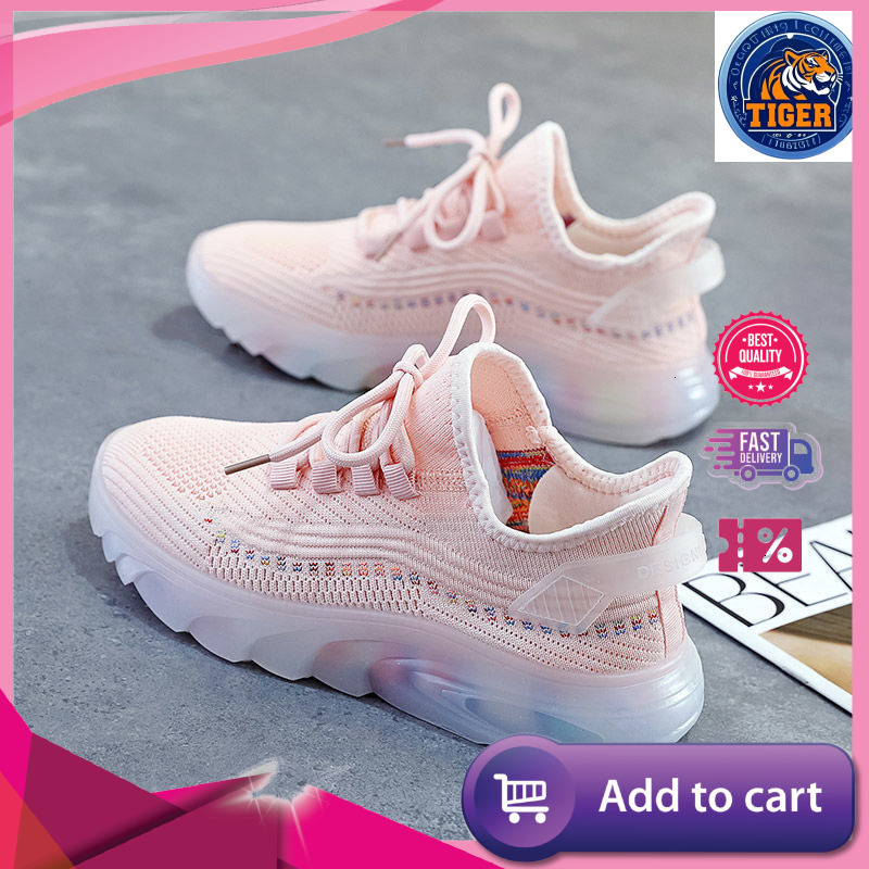 Ddmytiger Flyknit Casual Mesh Breathable Sports Women S Jelly Bottom Coconut Student Running Shoes Outdoor Shoes