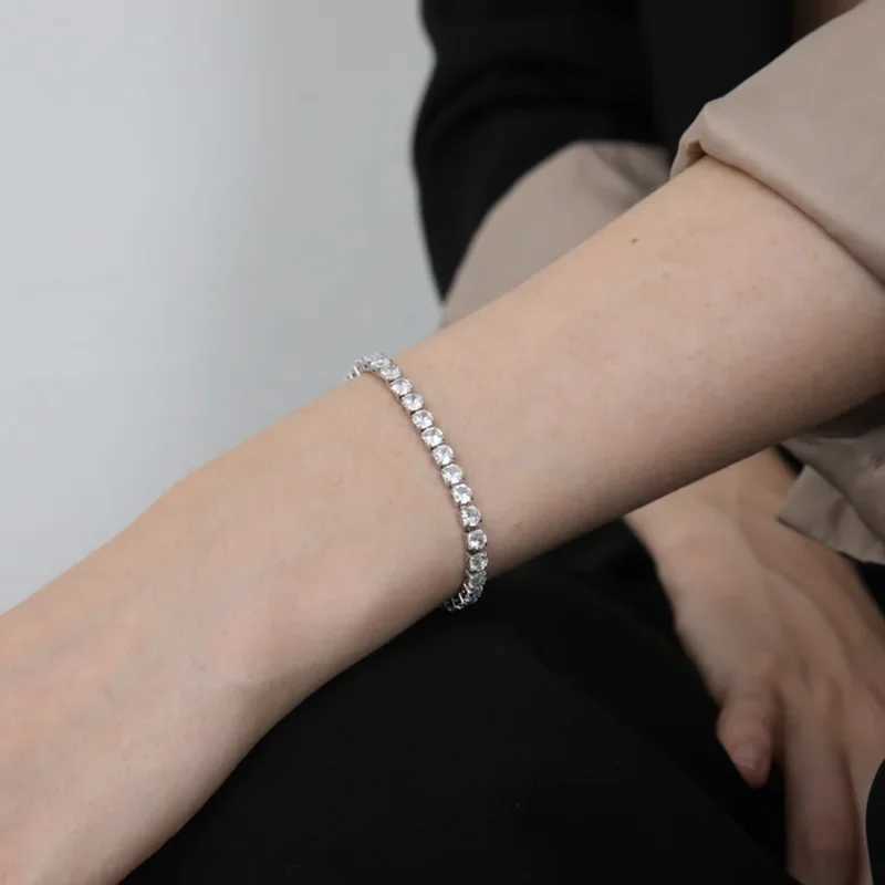 17/19CM Tennis Bracelet Cubic Zirconia Iced Out Crystal Chain Bracelet for Women Luxury Men Bracelet Chain Homme Jewelry Gifts XJ250707