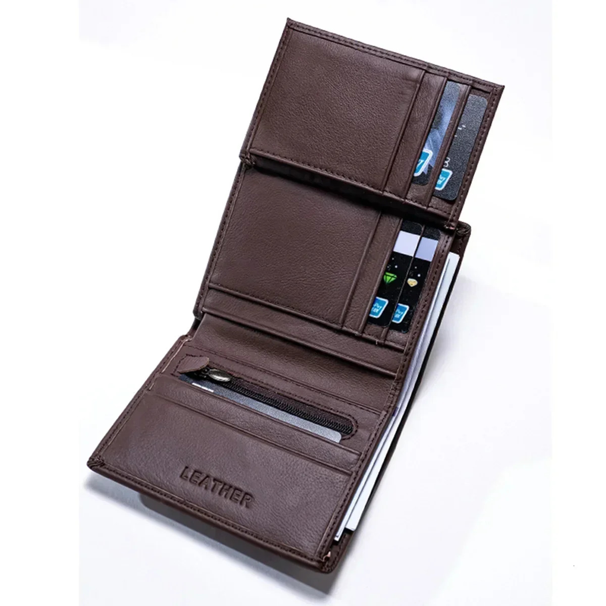 Mens Wallet Genuine Leather Wallets for Men Coin Purse Vintage Vertical Short Credit Card Holder Money Bag Mens RFID Wallet 250512